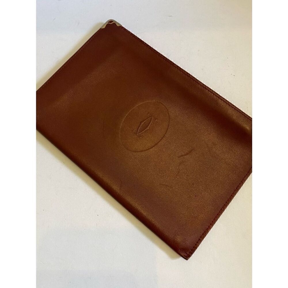 🛍️ Cartier Must de Cartier 21 Bordeaux Leather Clutch/Pouch Bag Circa 1990s - Picture 14 of 15
